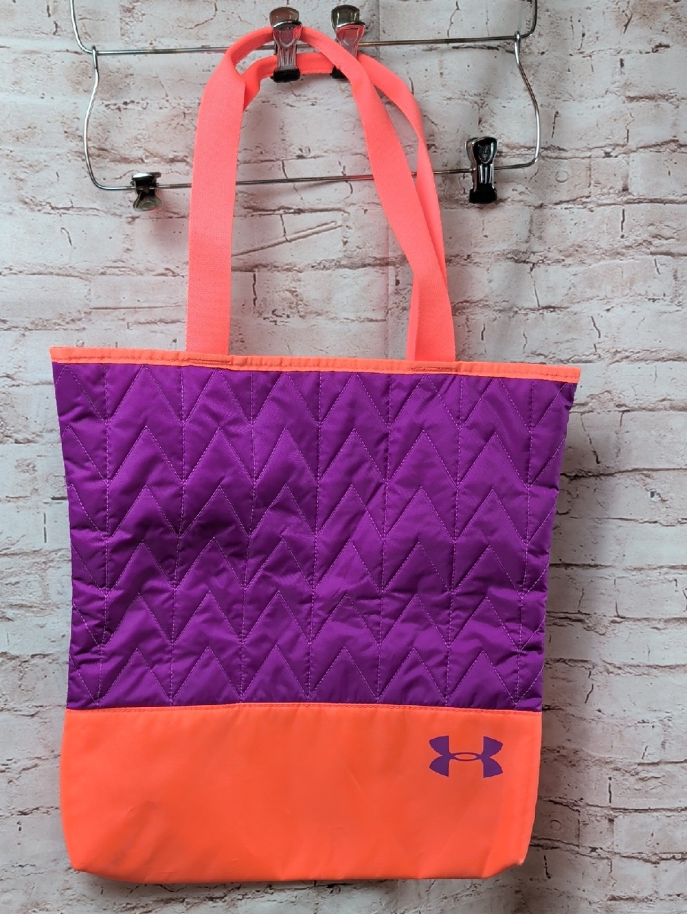 Under Armour Purple and Coral Quilted Tote Like New